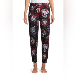 Disney villains love valentine womens red and black pajama pants sz medium 8/10